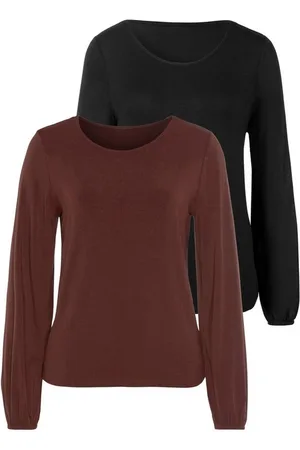 Lascana Langarmshirt mit weiten Ärmeln (2er-Pack) aus weichem Viskose-Stretch