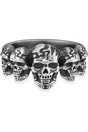 CAÏ Fingerring 925/- Sterling Silber matt oxidiert Totenkopf