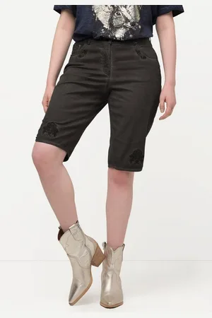 Ulla Popken Bermudas Trachten-Jeansbermuda Mandy Used-Look Stickerei - Verkäufer: Popken Fashion Group