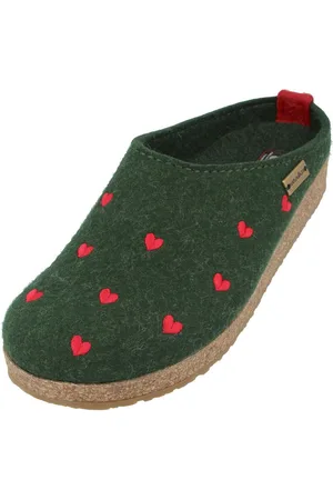 Haflinger Grizzly Cuoricino Filzclog aus reinem Wollfilz Unisex Herzmotiv Hausschuh - Verkäufer: Natural Slipper