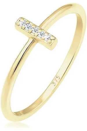 Elli DIAMONDS Diamantring Kreuz Diamanten Brillantschliff (0.025 ct) 375 Gelbgold, Kreuz - Verkäufer: JULIE & GRACE GmbH