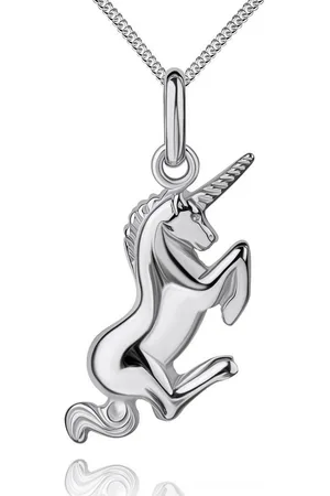 JEVELION Kettenanhänger Einhorn Anhänger 925 Sterlingsilber - Made in Germany (Silberanhänger, für Kinder - Mädchen), Mit Panzerkette - Länge wählbar 36 - 70 cm. - Verkäufer: