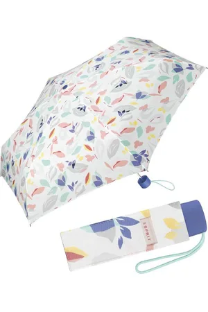 ESPRIT Taschenregenschirm kleiner, handlicher Schirm für Damen, Blüten und Blätter in sanften Frühlingsfarben - Verkäufer: RS-Versand
