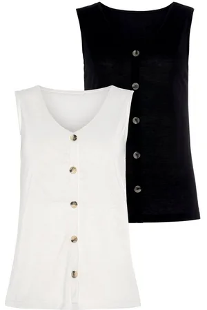 Lascana Shirttop mit Zierknopfleiste (2er-Pack) aus pflegeleichter Qualität