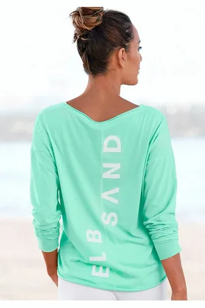 ELBSAND Langarmshirt Raina mit Logoprint hinten, Longsleeve aus Baumwoll-Mix