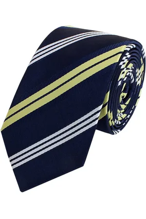 Fabio Farini Krawatte gestreifte Herren Krawatte - Tie mit Streifen in 6cm oder 8cm Breite (ohne Box, Gestreift) Breit (8cm), Blau/Gold/Weiß - Verkäufer: