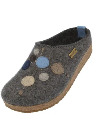 Haflinger Faible Filzclog aus reinem Wollfilz mit Applikation Punktdesign Unisex Hausschuh - Verkäufer: Natural Slipper