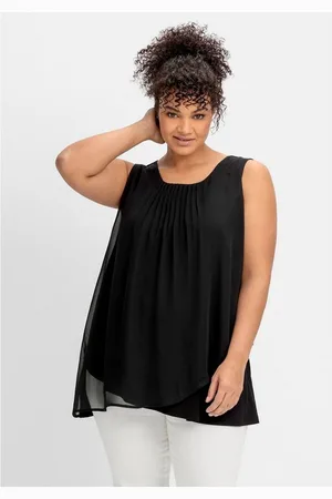 Sheego Longtop Große Größen mit Chiffon und blickdichtem Jersey