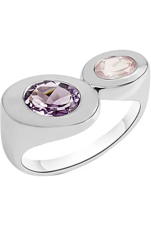 CELESTA Fingerring 925/- Sterling Silber rhodiniert Amethyst und Rosenquarz