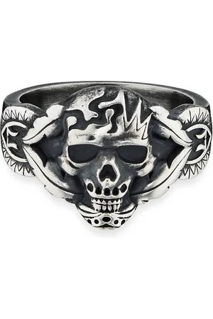 CAÏ Fingerring 925/- Sterling Silber matt oxidiert Totenkopf