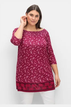 Sheego 3/4-Arm-Shirt Große Größen mit Paisleyprint und Bordürendruck