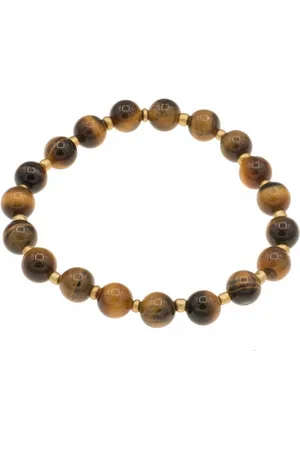 Bella Carina Armband Armband mit Tigerauge Perlen 8 mm mit Goldfarbenen Glasperlen, mit Tigerauge Edelstein Perlen und kleinen goldfarbenen Glasperlen - Verkäufer: