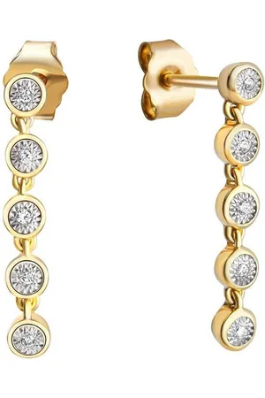 ELLEN K. Paar Ohrhänger Gold 585 zweifarbig mit 10x Brillant zus. 0,05ct.