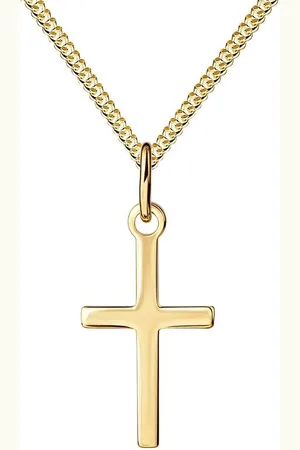 JEVELION Kreuzkette Taufkreuz Kreuz-Anhänger aus 585 Gold 14 Karat / 14k (Goldkreuz, für Kinder - Mädchen), Mit Kette - Länge wählbar 36 - 70 cm. Made in Germany - Verkäufer: