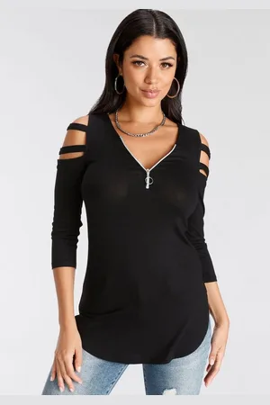 melrose 3/4-Arm-Shirt 3/4-Ärmel, figurbetonte Passform, mit modischen Cut-Outs
