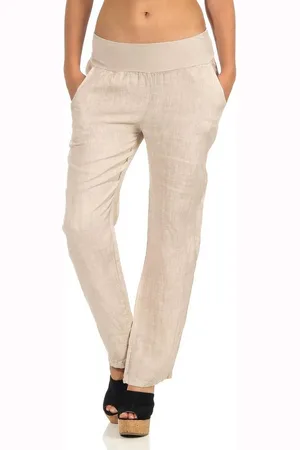 malito more than fashion Leinenhose 7792 leichte Stoffhose mit elastischem Bund - Verkäufer: malito