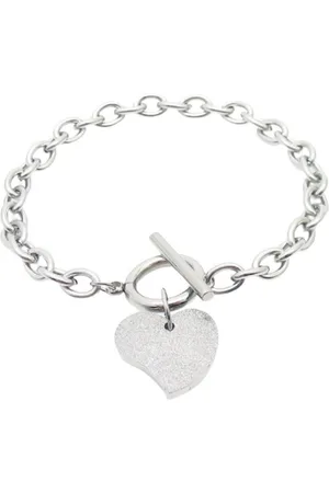 Bungsa Armband Armband mit Knebelverschluss und Herz verschiedene Farben aus Edelstah (1 Armband, 1-tlg), Bracelet Armschmuck - Verkäufer: