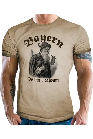LOBO NEGRO Trachtenshirt für Trachten Bayern Fans im Used Vintage Retro Look - Do bin i Dahoam - Verkäufer: RAHMENLOS®