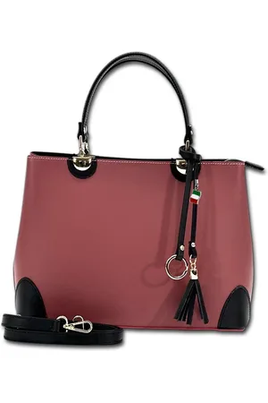 Florence Umhängetasche Handtasche Damen Umhängetasche (Handtasche, Umhängetasche), Damen Tasche Echtleder altrosa, schwarz, Made-In Italy - Verkäufer: Fit4Style Silberschmuck - IMPPAC
