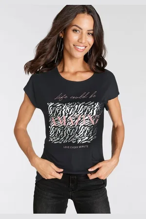 Laura Scott T-Shirt figurumspielende Passform, bedruckt, Rundhalsausschnitt