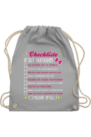 Shirtracer Turnbeutel Checkliste Braut Aufgaben - JGA To-do-Liste Bride, JGA Junggesellenabschied Frauen - Verkäufer: