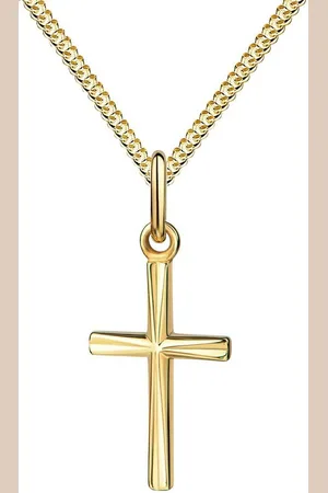 JEVELION Kette mit Anhänger kleine Kreuzkette aus 585 Gelbgold (Goldkreuz, für Kinder), Kreuzanhänger mit Kette - Länge wählbar 36 - 70 cm. Made in Germany - Verkäufer: