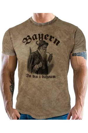 LOBO NEGRO Trachtenshirt für Trachten Bayern Fans im Used Vintage Retro Look - Do bin i Dahoam - Verkäufer: RAHMENLOS®
