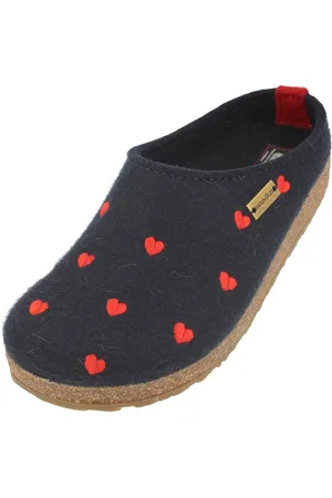 Haflinger Grizzly Cuoricino Filzclog aus reinem Wollfilz Unisex Herzmotiv Hausschuh - Verkäufer: Natural Slipper