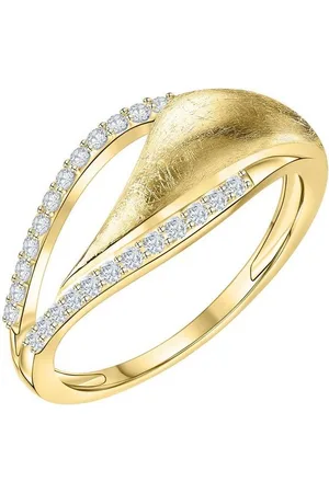 ELLEN K. Fingerring 585 Gold zweifarbig mit 24x Zirkonia weiß
