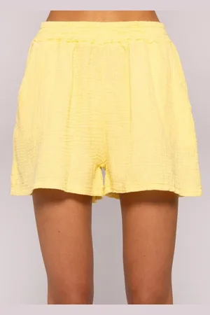 SASSYCLASSY Shorts Lockere Musselin Shorts High-Waist Baumwoll Shorts mit Eingriffstaschen und Gummibund - Verkäufer: