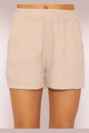 SASSYCLASSY Shorts Lockere Musselin Shorts High-Waist Baumwoll Shorts mit Eingriffstaschen und Gummibund - Verkäufer: