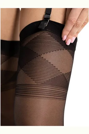 Fiore di Lucia Milano Strapsstrümpfe Sensual (Packung, 1 Paar) elegante Strapsstümpfe DEN20 mit geometrischem Muster - Verkäufer: chic4home