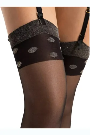 Fiore di Lucia Milano Strapsstrümpfe Sensual (Packung, 1 Paar) verführerische Strapsstümpfe DEN15 mit meliertem Tupfenmuster - Verkäufer: chic4home