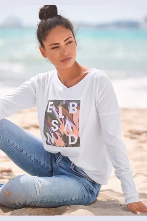 ELBSAND Langarmshirt Inea mit Frontdruck, Longsleeve, lockerer Schnitt