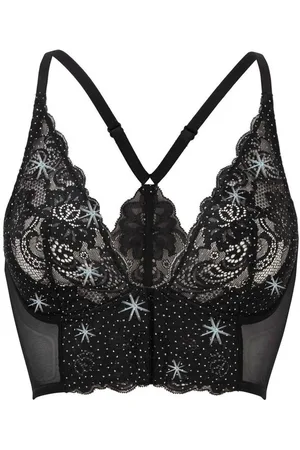 Gossard Longline-BH Glitter Longline V-Bügel BH mit Frontverschluss Black (Longline BH, 1-tlg., glatte Spitze) - Verkäufer: maria-dee