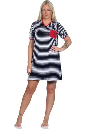 Normann Nachthemd Damen Frottee Kurzarm Nachthemd Strandkleid in maritimer Optik - Verkäufer: Fairway