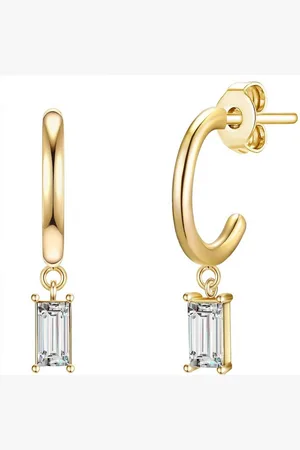 Lulu & Jane Paar Creolen gelbgold, verziert mit Kristallen von Swarovski® - Verkäufer: Juvalia