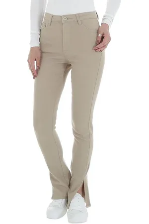 Ital-Design High-waist-Jeans Damen Freizeit Stretch High Waist Jeans in Beige - Verkäufer:
