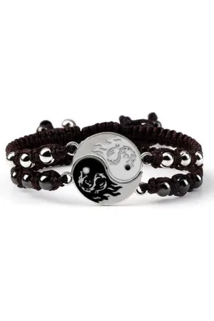 Bungsa Armband Armband für Zwei Yin und Yang aus Nylon/Messing Unisex - in zwei Varia (2 Armbänder, 2-tlg), Bracelet Armschmuck - Verkäufer: