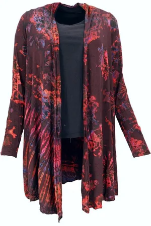 GURU-SHOP Langjacke Offener Batik Cardgan, Boho Batikjacke - - Verkäufer: