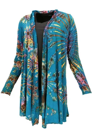 GURU-SHOP Langjacke Offener Batik Cardgan, Boho Batikjacke -.. - Verkäufer: