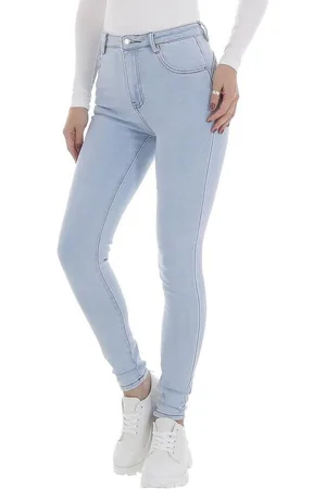 Ital-Design Skinny-fit-Jeans Damen Freizeit Stretch High Waist Jeans in Hellblau - Verkäufer: