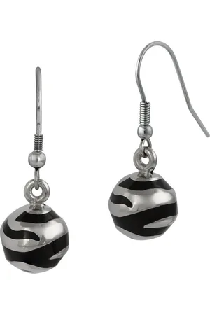 Amello Paar Ohrhänger Ohrringe Edelstahl Ohrhänger Kugel (Ohrhänger), Damen Ohrhänger Kugel Edelstahl (Stainless Steel) silberfarben schwarz - Verkäufer: Fit4Style Silberschmuck - IMPPAC