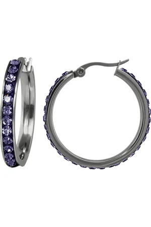 Amello Paar Creolen Ohrringe Edelstahl Creolen 30mm (Creolen), Damen Creolen aus Edelstahl (Stainless Steel), silberfarben, lila - Verkäufer: Fit4Style Silberschmuck - IMPPAC