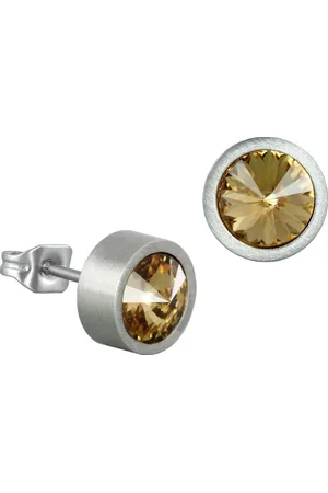 Amello Paar Ohrstecker Ohrringe Edelstahl Ohrstecker (Ohrstecker), Damen Ohrstecker Edelstahl (Stainless Steel), silber, gelb, bernstein - Verkäufer: Fit4Style Silberschmuck - IMPPAC