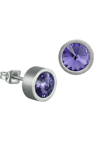 Amello Paar Ohrstecker Ohrringe Edelstahl Ohrstecker rund (Ohrstecker), Damen Ohrstecker rund Edelstahl (Stainless Steel), silberfarben, lila - Verkäufer: Fit4Style Silberschmuck - IMPPAC