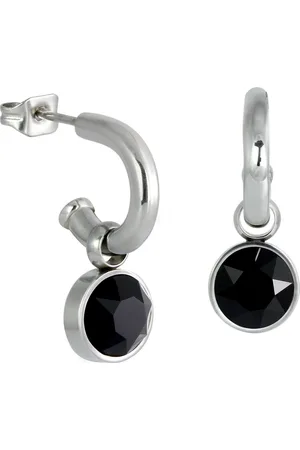 Amello Paar Creolen Ohrringe Edelstahl Creolen schwarz (Creolen), Damen Creolen aus Edelstahl (Stainless Steel), silberfarben, schwarz - Verkäufer: Fit4Style Silberschmuck - IMPPAC