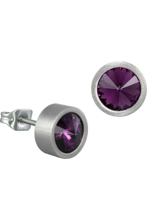 Amello Paar Ohrstecker Ohrringe Edelstahl Ohrstecker rund (Ohrstecker), Damen Ohrstecker rund aus Edelstahl (Stainless Steel), silber, flieder - Verkäufer: Fit4Style Silberschmuck - IMPPAC