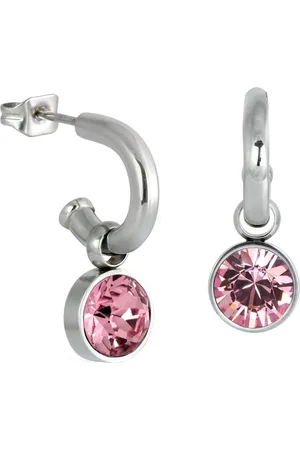 Amello Paar Creolen Ohrringe Edelstahl Creolen rosa (Creolen), Damen Creolen aus Edelstahl (Stainless Steel), silberfarben, rosa - Verkäufer: Fit4Style Silberschmuck - IMPPAC
