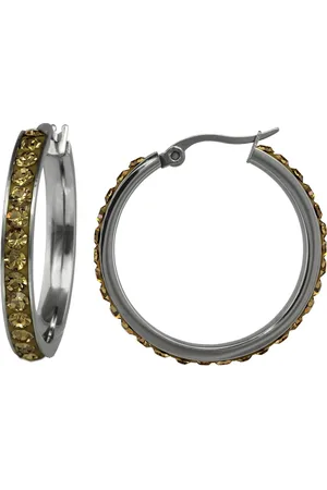 Amello Paar Creolen Ohrringe Edelstahl Creolen 30mm (Creolen), Damen Creolen Edelstahl (Stainless Steel) silberfarben, gelb,bernstein - Verkäufer: Fit4Style Silberschmuck - IMPPAC